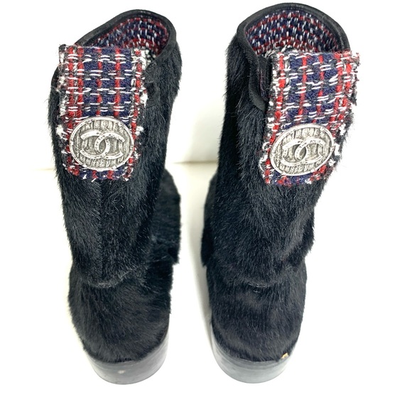 Chanel Pony Hair Fur Calfskin Boots - Picture 2 of 8